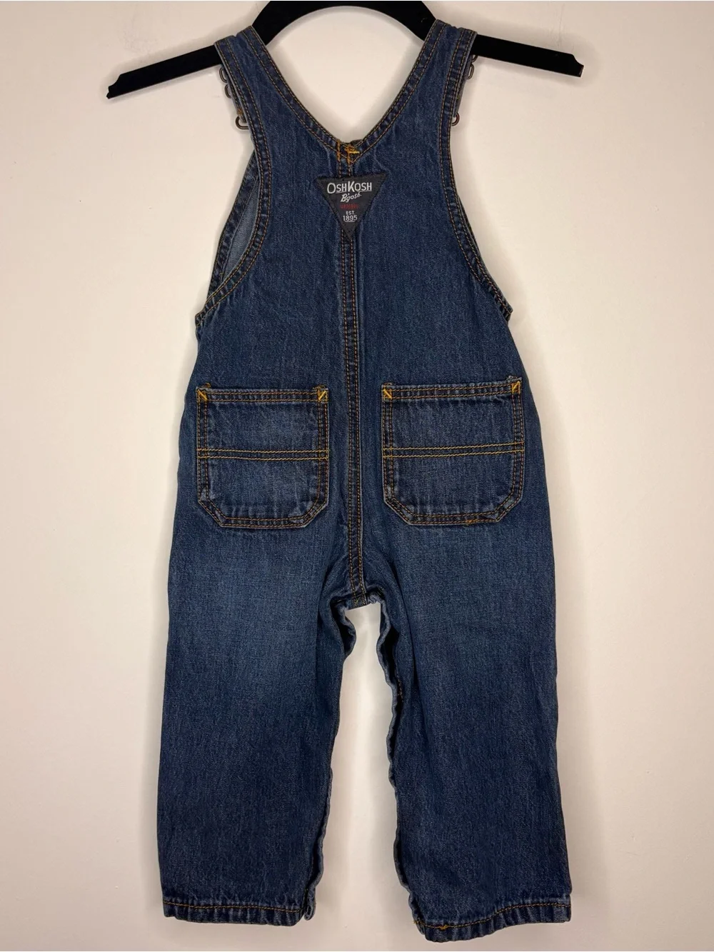 OshKosh B'gosh Y2K Dark Blue Denim Overalls for Kids 12 Months 100% Cotton